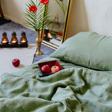 Load image into Gallery viewer, Soft Moss linen duvet cover
