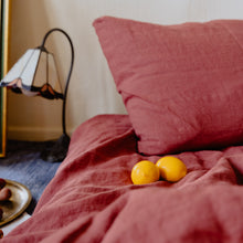 Load image into Gallery viewer, Red Sunset linen duvet cover

